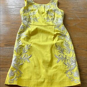 Antonio Melani sz4 vivid yellow sheath champagne gold embroidery GORGEOUS